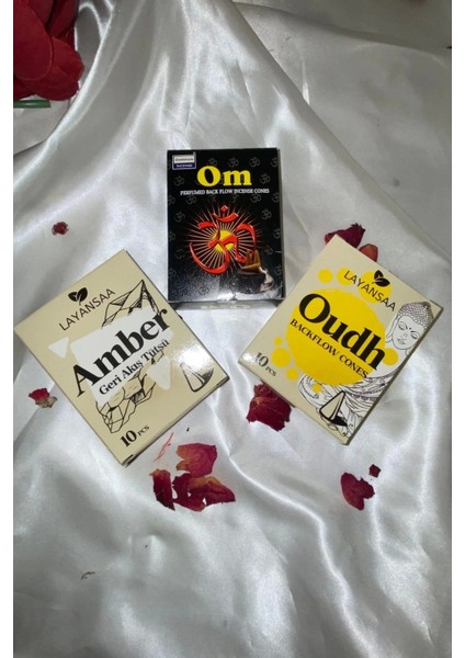 Organik Tütsü Seti Geri Akış Back Flow Şelale 3D Tütsü Doğal Kokulu Aum Om Audh