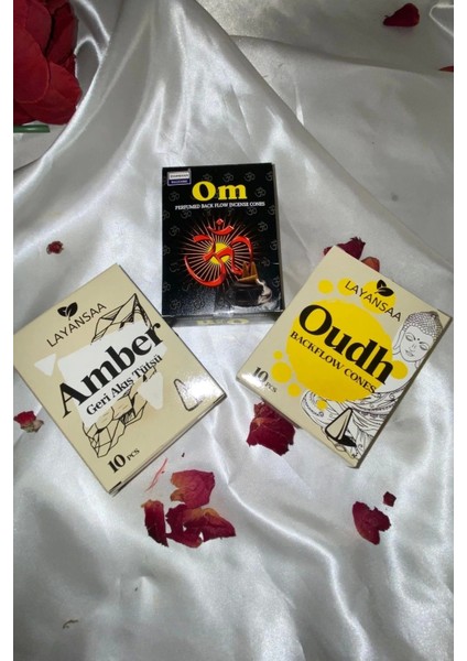 Organik Tütsü Seti Geri Akış Back Flow Şelale 3D Tütsü Doğal Kokulu Aum Om Audh