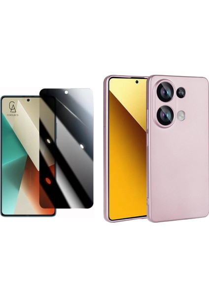 Xiaomi Redmi Note 13 Pro 4g ile Uyumlu Soft Yumuşak Telefon Kılıfı ve Hayalet Privacy Ekran Koruyucu Seti