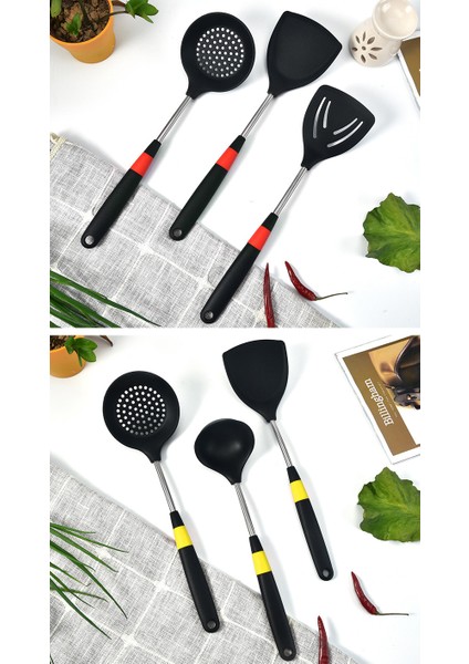 Silikon Spatula Mutfak Eşyası Seti Yüksek Sıcaklığa Dayanıklı Çorba Kaşığı Kızartma Spatula Pirinç Kaşığı (Yurt Dışından)