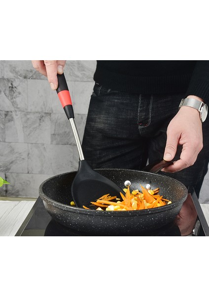 Silikon Spatula Mutfak Eşyası Seti Yüksek Sıcaklığa Dayanıklı Çorba Kaşığı Kızartma Spatula Pirinç Kaşığı (Yurt Dışından)