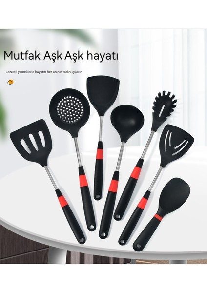 Silikon Spatula Mutfak Eşyası Seti Yüksek Sıcaklığa Dayanıklı Çorba Kaşığı Kızartma Spatula Pirinç Kaşığı (Yurt Dışından)