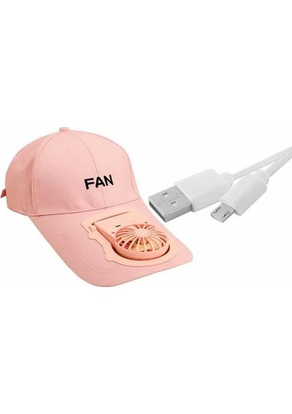 Fanlı Serinletici USB Şarjlı Şapka-Pembe (Yurt Dışından)