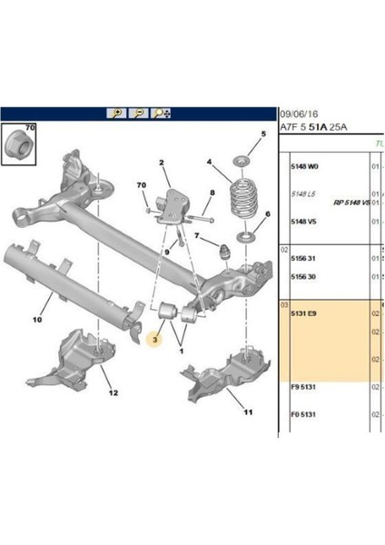 Arka Travers Burcu 207 208 C3 Picasso (5131E9-MH13329) fiyatları