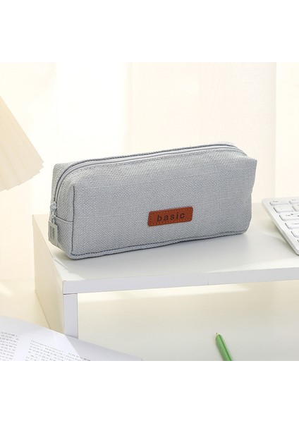 Tek Katmanlı Büyük Kapasiteli Kalem Çantası Düz Renk Öğrenci Kare Kalem Çantası Öğrenci Basit Kırtasiye Çantası (Yurt Dışından)