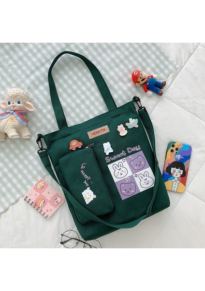 Tüm Maç Kanvas Çanta Çapraz Çanta Büyük Kapasiteli Kadın Omuz Çantası (Yurt Dışından)