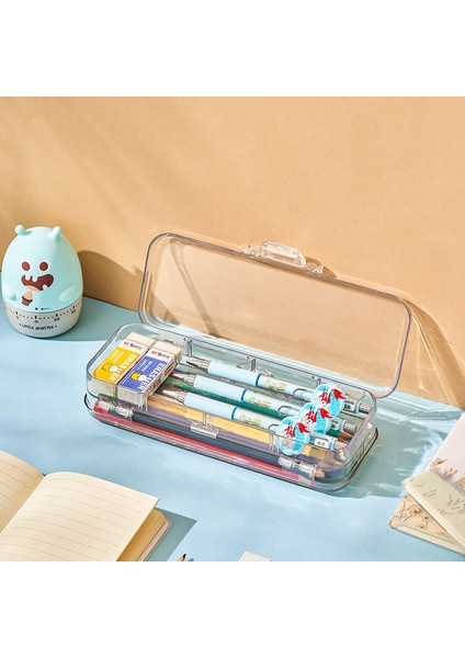 Büyük Kapasiteli Basit Kalem Kutusu Kalem Kutusu Şeffaf Çift Katmanlı Öğrenci Kırtasiye (Yurt Dışından) fiyatları