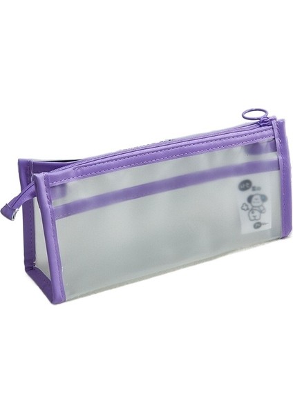 Çift Katmanlı Şeffaf Üçgen Kalem Çantası Kırtasiye Çantası Kalem Kutusu (Yurt Dışından)