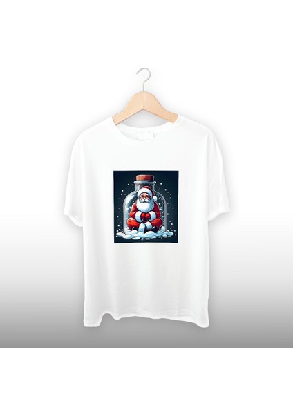 Noel Baba Şişe Detaylı Unisex Tişört