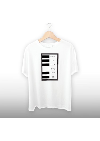 Piyano Notalar Detaylı Unisex Tişört