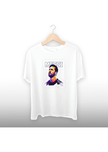 Messi Çizimi Detaylı Unisex Tişört