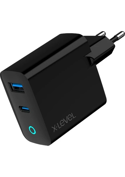 X-ChargerSuperbMax 3A PD 45W Type-C & USB-A Port Ultra Hızlı Şarj Adaptörü - GaN Teknolojili