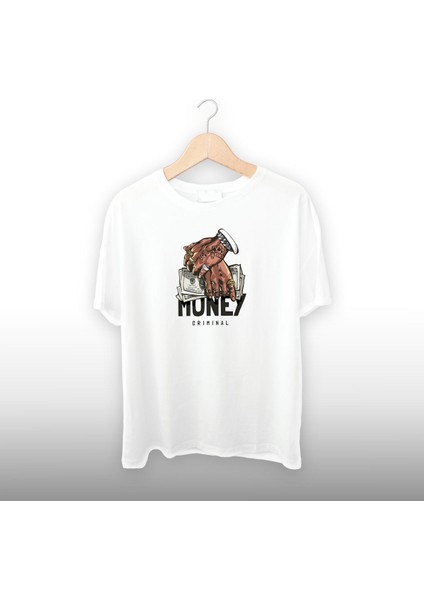 Money Yazılı ve Çizimli Unisex Tişört