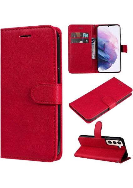 Samsung Galaxy S22 Artı Klasik Düz Renk Iş Cüzdan Için Flip Case (Yurt Dışından)