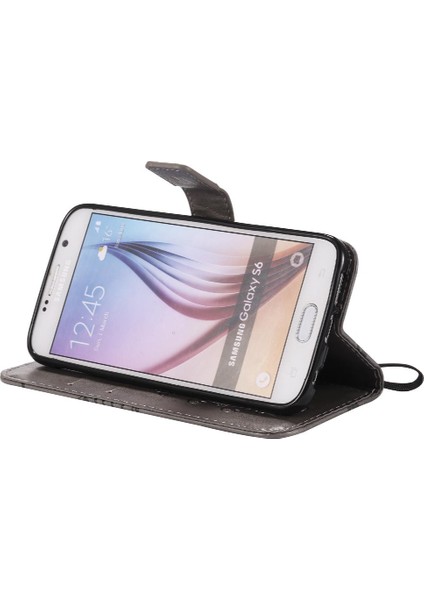 Kart Yuvası Standı ile Samsung Galaxy S6 Için Kılıf Kickstand Manyetik Pu Çevirin (Yurt Dışından)