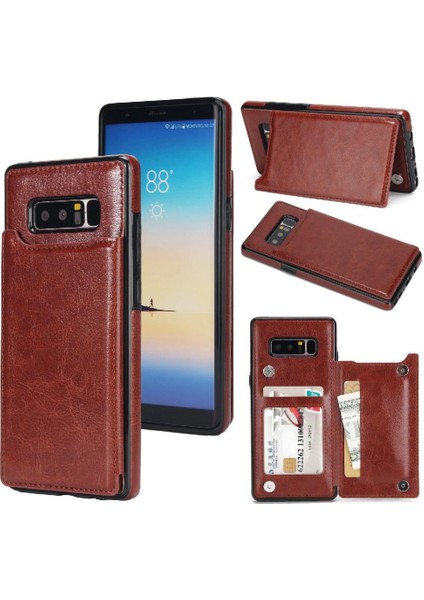 Samsung Galaxy Note8 Kickstand Kart Yuvaları ile Pu Deri Cüzdan Kılıf (Yurt Dışından)