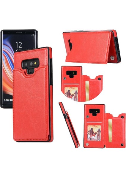 Kart Tutucu Kickstand ile Samsung Galaxy Note9 Pu Deri Için Cüzdan Kılıf (Yurt Dışından)
