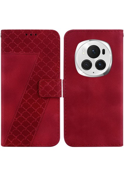 Onur Magic6 Pro Pu Deri Kart Yuvası Fonksiyonu Için Telefon Kılıfı Kabartmalı (Yurt Dışından)