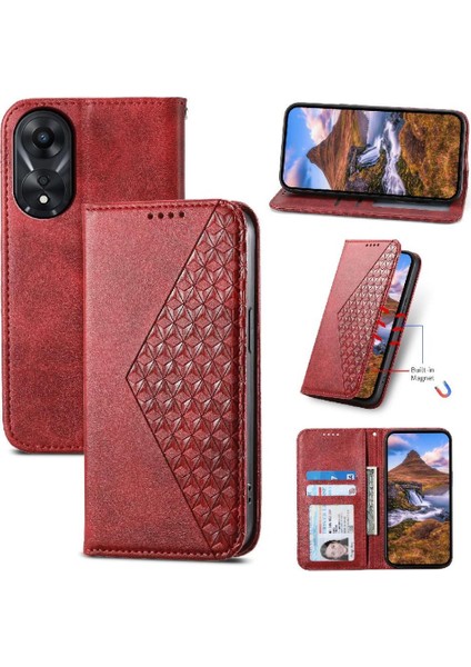 Oppo A78 4g Eşkenar Dörtgen Şekli Günlük Kullanım Için Flip Case El Kayışı Standı Cüzdan (Yurt Dışından)