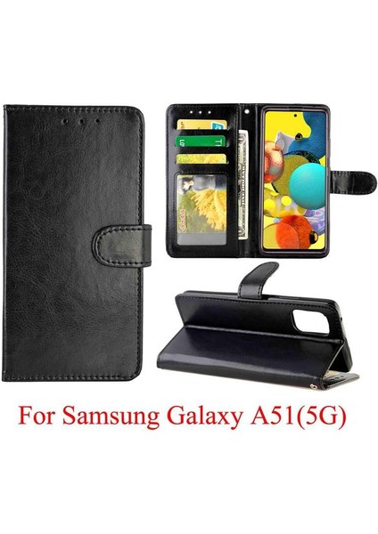 Samsung Galaxy A51 5g Kickstand Kart Tutucu Manyetik Pu Için Flip Case (Yurt Dışından)