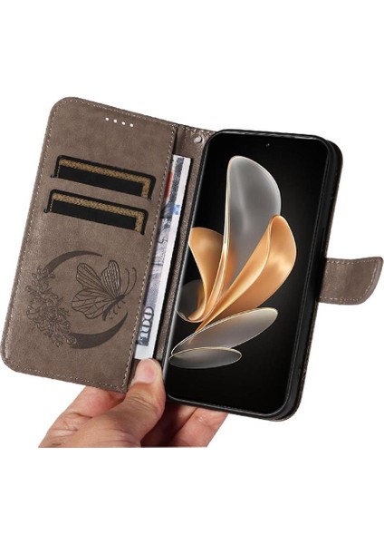 Vıvo V29 5g Için Flip Case Kredi Kartı Yuvası ile Ayrılabilir El Kayışı Yüksek (Yurt Dışından)
