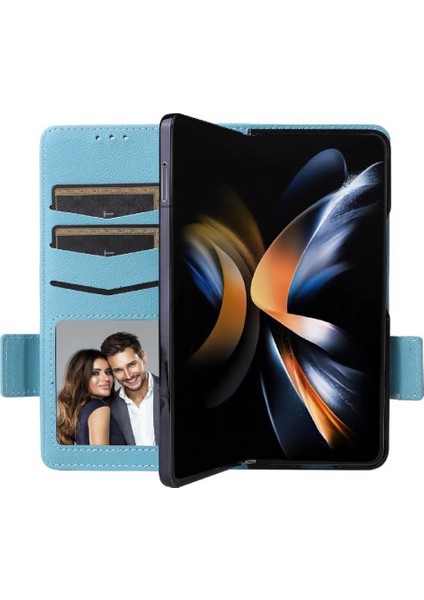 Samsung Galaxy Z Için Flip Case Fold 6 Kart Yuvaları Tutucu Manyetik Yan Pu (Yurt Dışından)