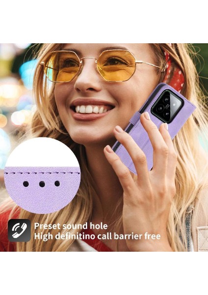 Xiaomi 14 Çoklu Kredi Kartı Yuvaları Için Flip Case Bileklik Kabartmalı (Yurt Dışından)