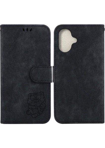 IPhone 16 Için Kılıf Artı Cüzdan Durumda Kabartmalı Sevimli Kaplan Kartı Cep Flip (Yurt Dışından)