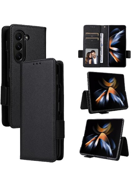 Samsung Galaxy Z Için Flip Case Fold 6 Kart Yuvaları Tutucu Manyetik Yan Pu (Yurt Dışından)