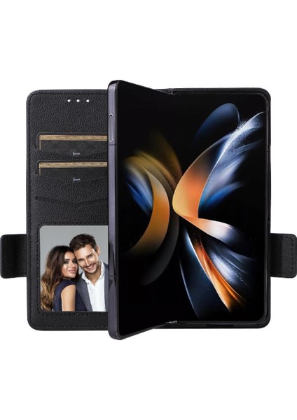 Samsung Galaxy Z Için Flip Case Fold 6 Kart Yuvaları Tutucu Manyetik Yan Pu (Yurt Dışından)