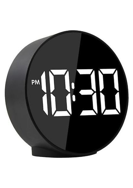 Çalar Saat Mini Taşınabilir LED Elektronik Çalar Saat Ses Kontrol Ayna Çalar Saat ile Sıcaklık Ekran Siyah (Yurt Dışından)