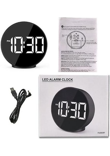 Çalar Saat Mini Taşınabilir LED Elektronik Çalar Saat Ses Kontrol Ayna Çalar Saat ile Sıcaklık Ekran Siyah (Yurt Dışından)