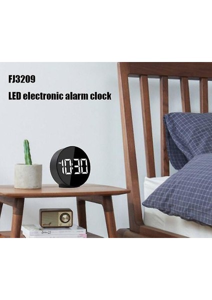 Çalar Saat Mini Taşınabilir LED Elektronik Çalar Saat Ses Kontrol Ayna Çalar Saat ile Sıcaklık Ekran Siyah (Yurt Dışından)