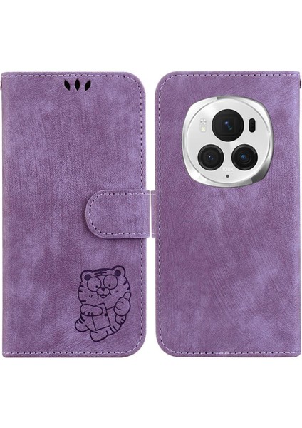 Onur Magic6 Pro Için Kılıf Tutucu Kapak Flip Folio Kabartmalı Sevimli Kaplan (Yurt Dışından)