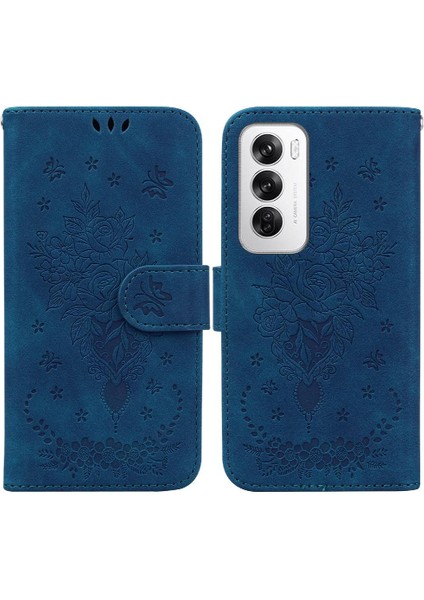 Oppo Oppo 12 5g Için Kickstand Cüzdan Kılıf Kabartma Gül Çiçekler Flip Pu (Yurt Dışından)