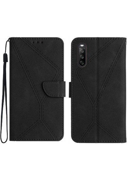 Sony Xperia 10 Vı Dikiş Için Flip Case Kabartmalı Yüksek Kaliteli Tpu Yumuşak (Yurt Dışından)