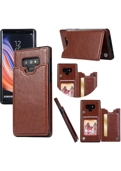 Kart Tutucu Kickstand ile Samsung Galaxy Note9 Pu Deri Için Cüzdan Kılıf (Yurt Dışından)
