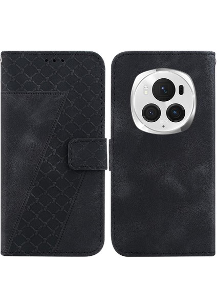 Onur Magic6 Pro Pu Deri Kart Yuvası Fonksiyonu Için Telefon Kılıfı Kabartmalı (Yurt Dışından)