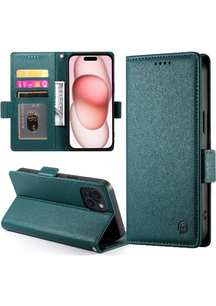 IPhone 15 Için Flip Case Cüzdan Kartvizit Yuvaları Günlük Kullanım Flip (Yurt Dışından)