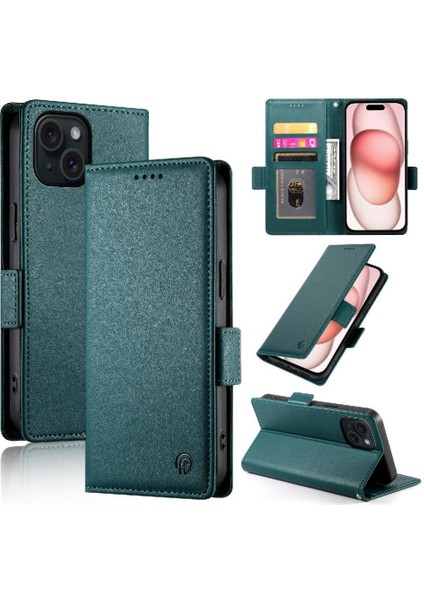 IPhone 15 Için Flip Case Cüzdan Kartvizit Yuvaları Günlük Kullanım Flip (Yurt Dışından)