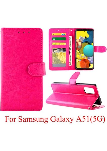 Samsung Galaxy A51 5g Kickstand Kart Tutucu Manyetik Pu Için Flip Case (Yurt Dışından)