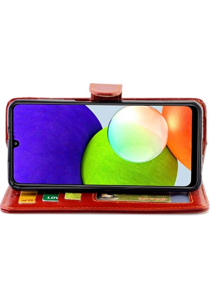 Samsung Galaxy A22 4g Darbeye Pu Deri Kickstand Kart Için Flip Case (Yurt Dışından) modelleri