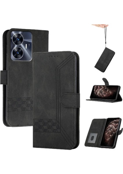 Kullanışlı Stand ile Realme C55 Kart Kapak Cüzdan Pu Deri ile Uyumlu (Yurt Dışından)