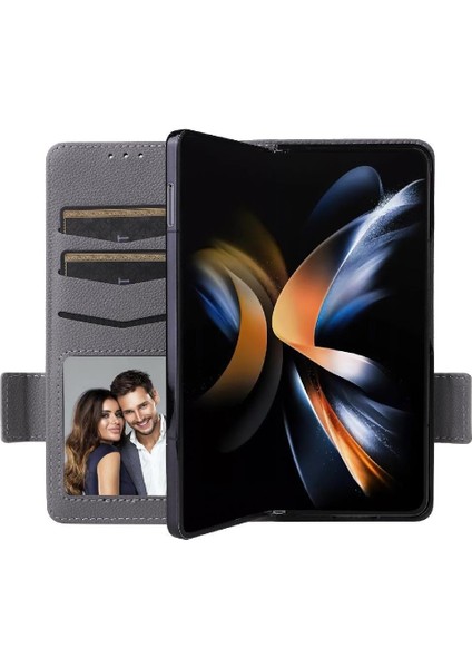 Samsung Galaxy Z Için Flip Case Fold 6 Kart Yuvaları Tutucu Manyetik Yan Pu (Yurt Dışından)