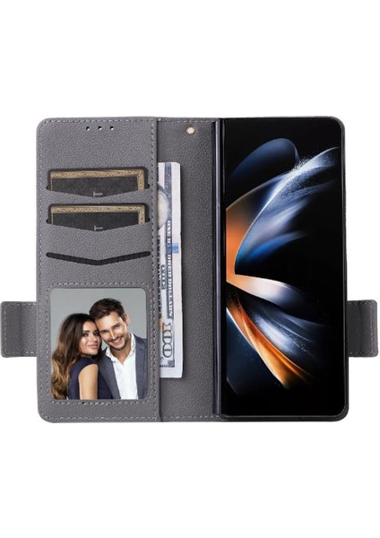 Samsung Galaxy Z Için Flip Case Fold 6 Kart Yuvaları Tutucu Manyetik Yan Pu (Yurt Dışından)