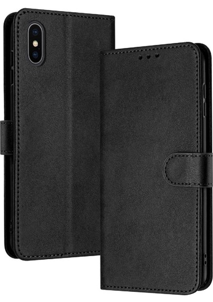 Toka ile IPhone Xs Max Için Flip Case Kickstand Pu Deri Saf Renk (Yurt Dışından)