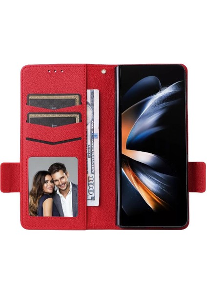 Samsung Galaxy Z Için Flip Case Fold 6 Kart Yuvaları Tutucu Manyetik Yan Pu (Yurt Dışından)