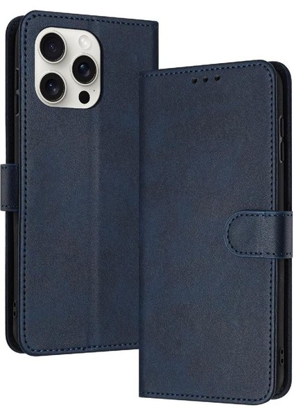 Kart Yuvası Kickstand ile IPhone 15 Pro Max Pu Deri Için Flip Case (Yurt Dışından)