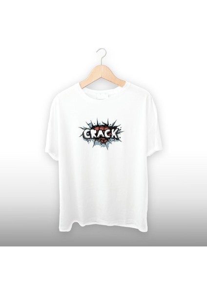 Crack Detaylı Unisex Tişört