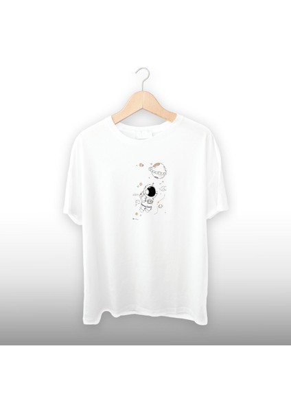 Astronot Gezegen Detaylı Unisex Tişört